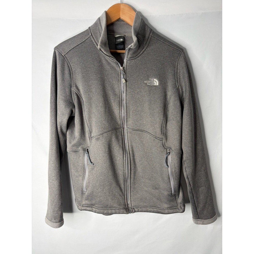 The North Face Womens Gray Full Zip Fleece Jacket Sz L Outdoor Thermal Hike Camp